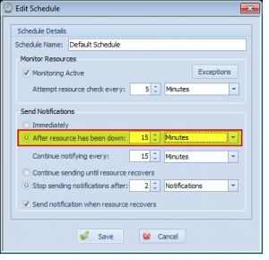 Edit Schedule - After resource has been down
